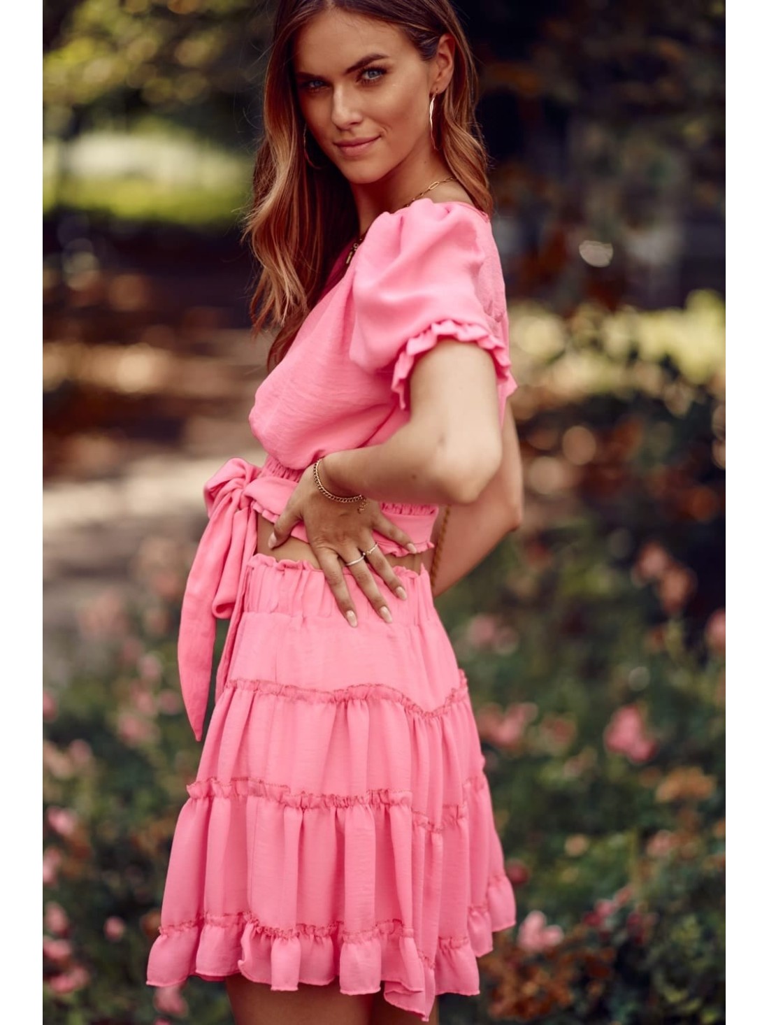 Lovely mini skirt with ruffles, pink 4008 - Online store - Boutique